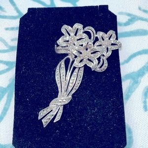 Vintage Marcasite and Silver Bouquet Brooch